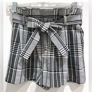Alice + Olivia High Waist Plaid Shorts in Black and White